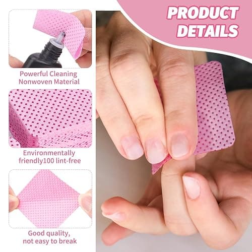 1600 Stück Zelettenrolle für Nägel, Zelletten für Gelnägel, 5×5 CM, Zellulose Pads, Geeignet Zum Entfernen Von Nagellack, Zur Nagelreinigung und Zur Reinigung Von Gelnägeln (Rosa) thumbnail 2