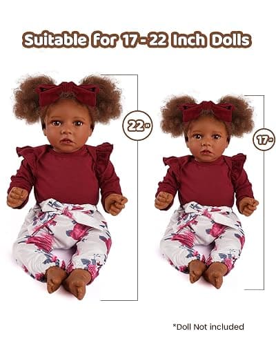 BABESIDE 3 Pcs Reborn Baby Doll Clothes for 17-22 Inch Babydolls, Floral Patterns Lifelike Baby Doll Accessories for Realistic Baby Dolls Girl, Wine Red thumbnail 7