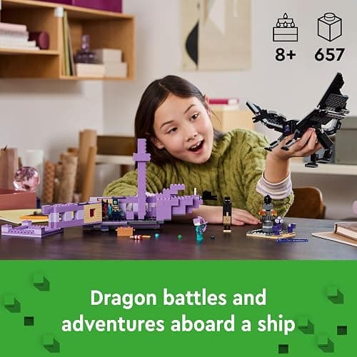 LEGO Minecraft The Ender Dragon and End Ship Building Set, Video Game Toy with 2 Minecraft Minifigures, Dragon Toy Action Playset for Kids, Birthday Gift for Boys and Girls Ages 8 and Up, 21264 thumbnail 2
