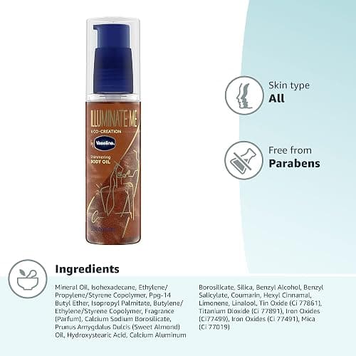 Vaseline Illuminate Me Shimmering Body Oil Created for Melanin Rich Skin, Illuminates Skin with Finishing Touch of Shimmer for Glowing Skin 3.3 oz thumbnail 11
