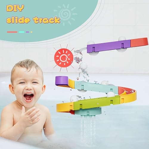 DOLIVE Bath Toys for Toddler 1-3, Kids Bathtub Time, Slide Wall Track for 1 2 Year Old, Dinosaur Spinning Toys 12-18 Months , Fun Birthday Gift for Baby Boys & Girls thumbnail 5