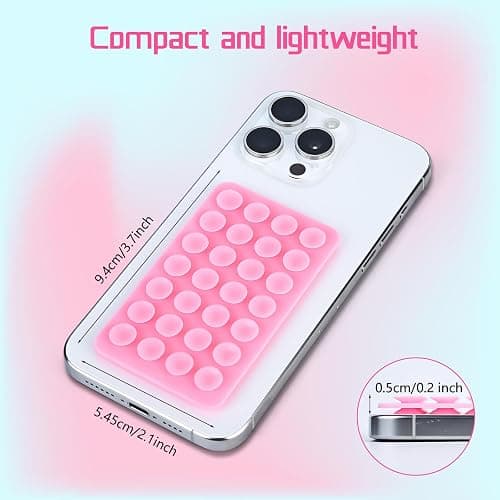 Oslynia 6 Pcs Silicone Suction Cup Phone Holder, Double-Sided Sticky Phone Suction Grip Accessories, Waterproof Hands-Free Suction Smartphone Mount, Cellphone Case Accessories (Pink, White, Black) thumbnail 2