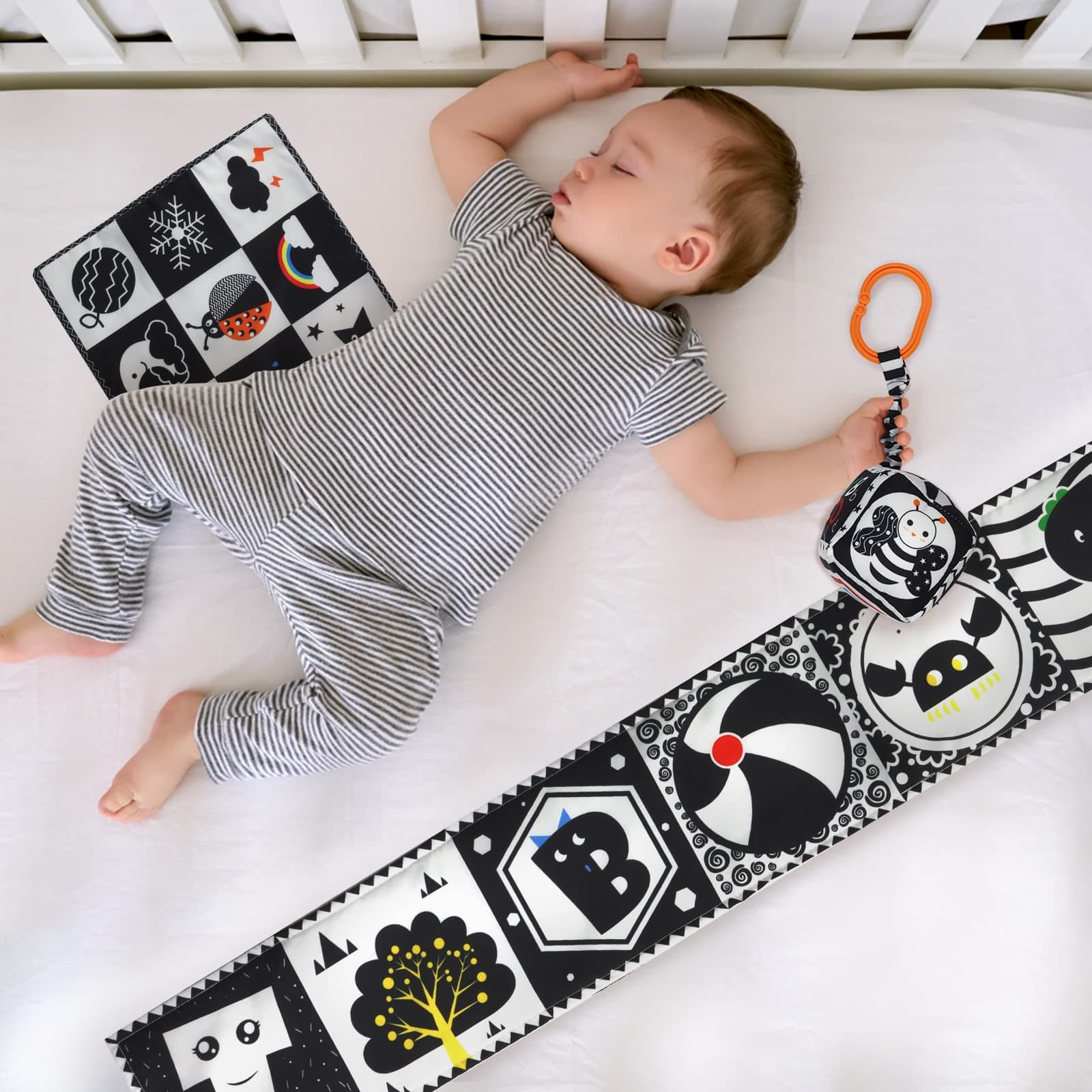 3 Pcs Black and White High Contrast Baby Toys 0-3 Months for Newborn, Montessori Toys for Babies Sensory Soft Book for Early Education, Infant Tummy Time Toys 0 6 9 Months Baby Gifts thumbnail 7