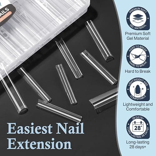 Luckyfairy 3XL No C Curve Square Acrylic Nail Tips, 120pcs Extra Long Straight Tapered Acrylic Gel Fake Nails, Matte Half Cover Clear Gelly Press on for Extension Manicure Home DIY 12 Sizes Gelly Tips thumbnail 5