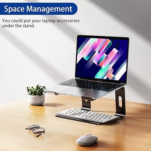 BESIGN LS03 Aluminum Laptop Stand, Ergonomic Detachable Computer Stand, Riser Holder Notebook Stand Compatible with Air, Pro, Dell, HP, Lenovo More 10-15.6" Laptops, Black thumbnail 9