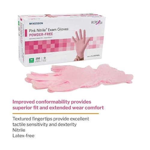 McKesson Pink Nitrile Disposable Nitrile Exam Glove Standard Cuff Length thumbnail 4