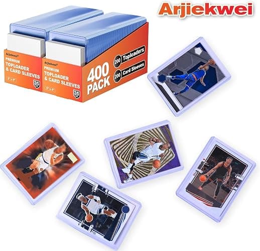 400 Card Sleeves Top Loaders for Cards, Arjiekwei 3"X4" Baseball Cards Protectors Hard Plastic, Premium Toploaders Holder for Trading Sports Football Game Card(200 Top Loaders + 200 Penny Sleeves) thumbnail 5