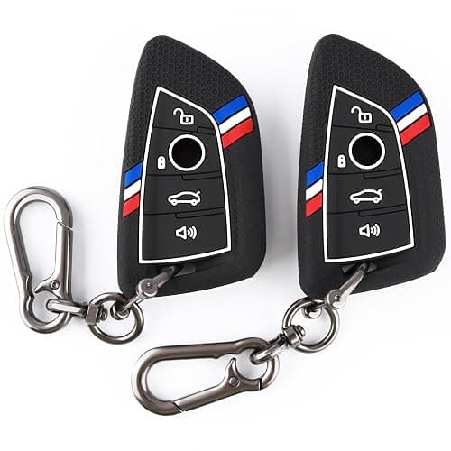 SUGOPADEN 2Pcs Key Fob Cover Compatible with BMW X1 X2 X3 X4 X5 X6 X7 2 3 4 5 6 7 8 Series M2 M3 M4 M5 M8 I4 Z4 2015-2026, Silicone, Black - Image 1