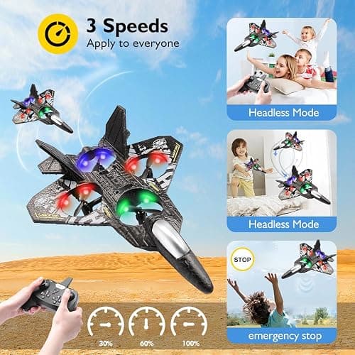 RC Plane Drone Helicopter Quadcopter, RTF 2.4GHz 6-axis Gyro Remote Control Airplane RC Jet Fighter with 3D Flip, Gravity Sensing, Spray Stunts Easy to Fly RC Glider Toys for Adult Kids (Grey) thumbnail 4