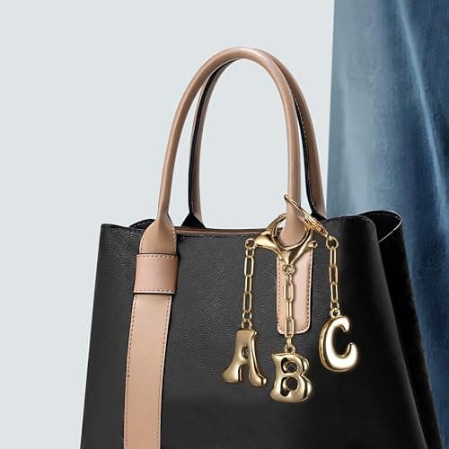 Dubtnion Gold Bubble Initial Keychain for Women Bag Charms Letter A-Z Keychain Alphabet Handbags Purse Charms Accessories thumbnail 3