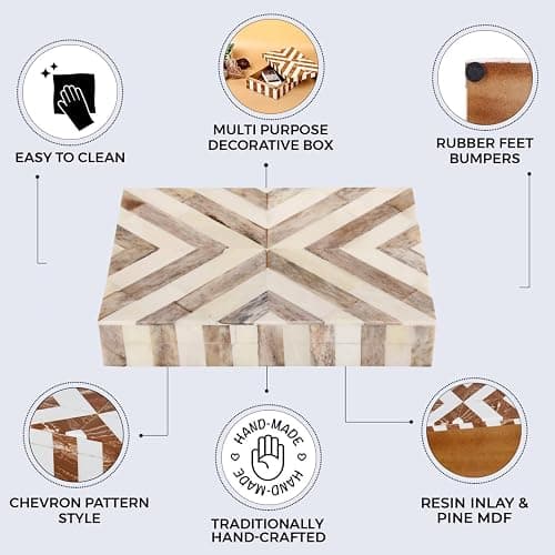 Handicrafts Home Decorative Keepsake Box 8x5 – Small Organizer Box with Lid, Boho Decorative Storage, Retro Memory Box, Unique Coffee Table Décor, Jewelry or Trinket Box, Modern Shelf Decorative Box thumbnail 3