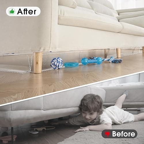 BOWERBIRD Clear Under Couch Blockers - Stop Toys from Going Under Couch Sofa Bed and Other Furniture - Suit for Hard Surface Floors Only thumbnail 2