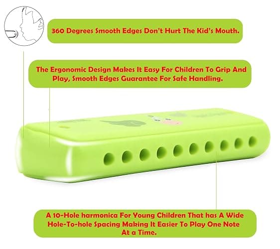 Crafteem Color Blues Harmonica, Key of C for Kids, Children, Toddler and Beginners,10 Hole 20 Tones Musical Instrument Toy Gift thumbnail 3