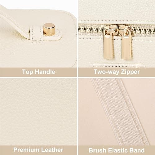 HiTotes Makeup Bag Vanity Case for Women Leather Cosmetic Bag Travel Toiletry Bags Portable Makeup Organizer Case thumbnail 5