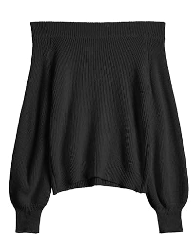 ZAFUL Sweaters for Women Off Shoulder Knit Sweater with Long Sleeve Loose Pullover Jumper Tops - Image 1