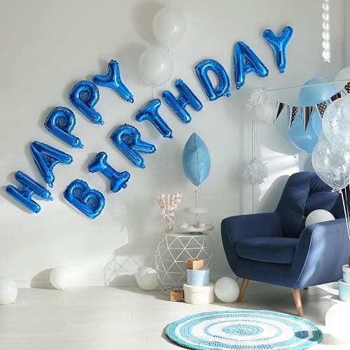 Blue Happy Birthday Balloon Banner, 16 Inch Foil Mylar Happy Birthday Balloons Letters, Reusable Happy Birthday Sign, Blue Birthday Decorations for Women, Men, Boys and Girls thumbnail 2