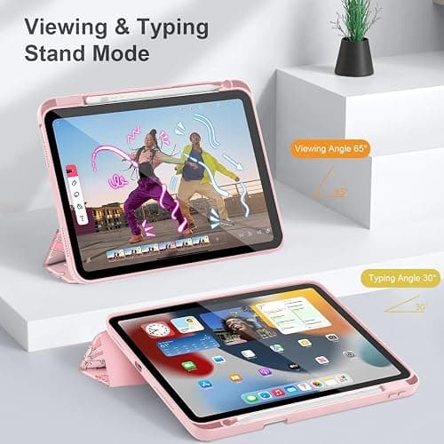 Tuiklol Case for iPad 11 inch (A16 Chip) 2025 Gen 11th / iPad 10.9 inch 2022 10th Gen, Buit in Pencil Holder with Shockproof Cover Clear Transparent Back Shell Auto Wake/Sleep,Bow & Rose thumbnail 6