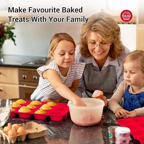 Redfly 2 Pack Silicone Muffin Pans for Baking & Cupcake Pan - 12 Cup Regular Size Silicone Molds, BPA Free Egg Bites Mold thumbnail 2