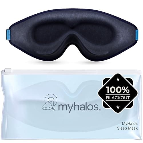 MyHalos® Sleep Mask – 3D Blackout Eye Mask for Women & Men, Side Sleepers, Zero Pressure Memory Foam Eyelash Friendly, Breathable,Award-Winning Sleep Aid for Travel (Navy Blue, 1 Count (Pack of 1)) - Image 1