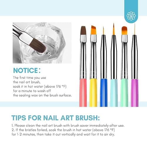 SAVILAND 6PCS Nail Art Brushes Set – Multifunctional Nail Brushes for Nail Art Nail Design Brush Gel Nail Brush for Nail Extension Nail Art Liner Brush 3 Sizes Dotting Tools for DIY Christmas Gift thumbnail 7