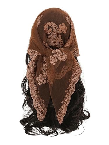 Floerns Women's Flower Embroidery Hair Scarf Headband Sheer Lace Hair Bandana - Image 1