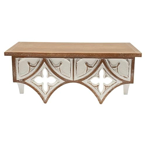 HOLMZCED Retro Wall Shelf with Hollow Carving Patterns, Wood Floating Shelf Decorative Wall Mounted Shelf Vintage Hanging Storage Rack Space Saving for Wall Decoration thumbnail 5