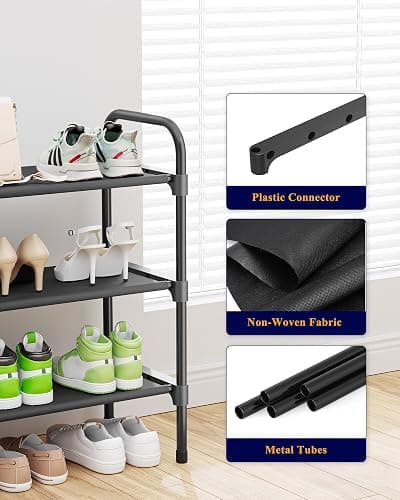 Kitsure Extra-Long Shoe Rack for Closet, Shoe Organizer for Front Door Entrance, Stackable Shoe Shelf, Detachable Closet Organizers and Storage, 39.0" Wide - 3 Tier, Black thumbnail 7