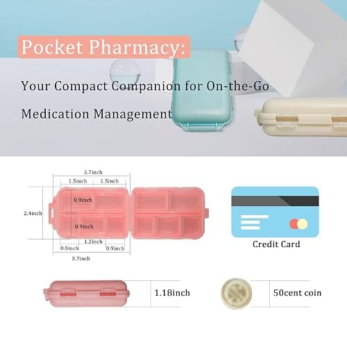 Pill Organizer with Medicine Labels 161 Labels Travel Daily Pill Container Mini Medication Organizer Storage Pill Organizer Travel Essentials Pill Case 7 Day (Blue, 1 Pack) thumbnail 3