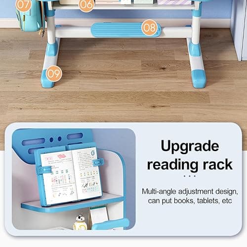 Tazauue Kids Desk and Chair Set, Height Adjustable Children Study Table and Chair, Desk for Kids, Toddler Writing Table with Bookstand and Storage Drawer, Mesa para Niños for Boys Girls thumbnail 7