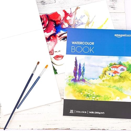 Amazon Basics Watercolor Pad, 9"x12", 140 lb / 300 gsm, 30 Sheets, White thumbnail 5