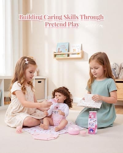 BABESIDE 9 Pcs Reborn Doll Accessories for 17-22 Inch Dolls, Diaper Bag | Diaper Bag Set with 2 Diapers, Changing Pad, Bottle, Tissue and Care Set, Great for Children's Pretend Play thumbnail 6