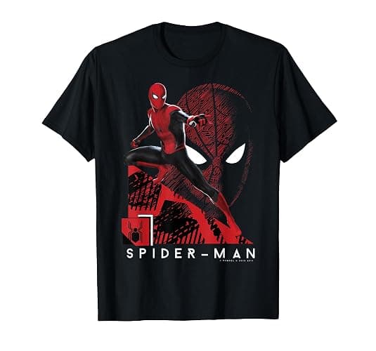 Marvel Spider-Man Far from Home Portrait Tech Background T-Shirt Small - Image 1