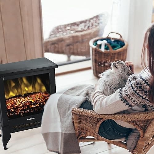 TURBRO Suburbs TS17 Compact Electric Fireplace Stove, 18” Freestanding Stove Heater with Realistic Flame - CSA Certified - Overheating Safety Protection - for Small Spaces - 1400W thumbnail 2