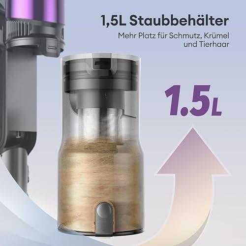 Ultenic U20 Akku Staubsauger, 55000Pa/ 600W/60Min Staubsauger Kabellos Mit Selbststehendes Design, Flexibles Biegegelenk, GreenEye-Technologie, Anti-Tangle Bodenbürste für Hartböden Teppiche Tierhaare thumbnail 10