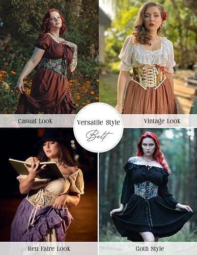 Scarlet Darkness Corset Belt for Women Floral Lace Up Boned Underbust Corset Waist Belts - Midnight Garden - 12 thumbnail 4