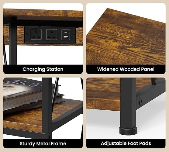 HFHOME 2025 Upgraded Extended Tabletop Record Player Stand with Charging Station, 3 Tier End Table with Vinyl Record Storage, Turntable Stand for Vinyl Player in Living Room Bedroom thumbnail 7