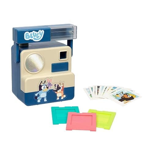 Bluey Chikit Chikit Pretend Camera, 10 Photo Cards, Role Play | 3 pop-out film cartridges, no batteries needed; toddler toy camera for kids ages 3+, birthday gift - Image 1