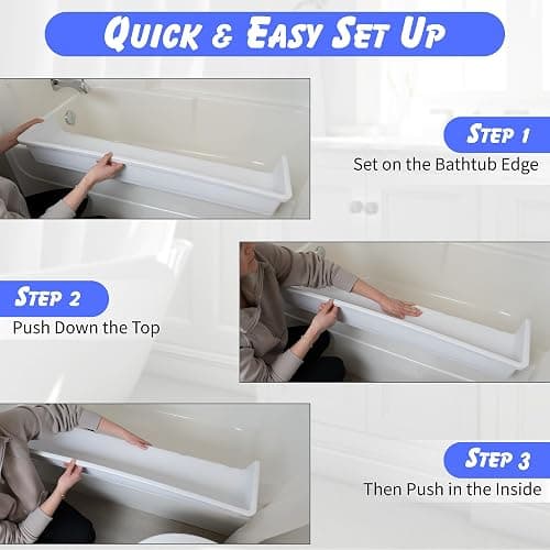 Tub Topper® Bathtub Splash Guard & Bath Shelf for Kids – Toddler Bath Tray, Bath Toys Storage & Ledge Organizer – Splash Guard for Bathtub with Suction Cups – Kids Bathroom Accessories (White) thumbnail 6