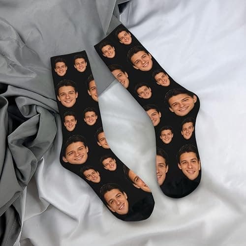 COWDIY Custom Faces Socks with Photo Personalized Funny Crew Socks Gift Novelty Sock for Men Women thumbnail 2