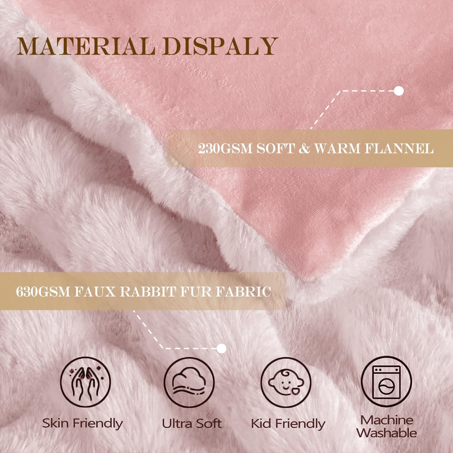 Latepis Pink Faux Fur Throw Blanket for Couch Bubble Cute Soft Warm Comforter Thick Furry Blanket for Sofa Bedroom Cozy Blankets for Women Gift Luxury Blanket for All Seasons 50''x60'', 860gsm thumbnail 4