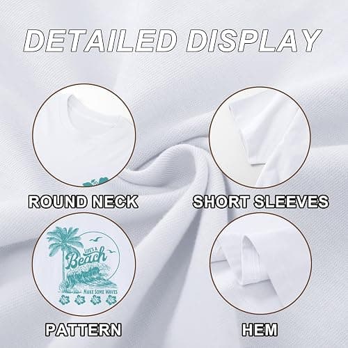 KEEVICI Hawaiian Beach T Shirts for Women Hibiscus Flower Palm Tree Shirt Tropical Graphic Tees Summer Beachy Vacation Tops thumbnail 8