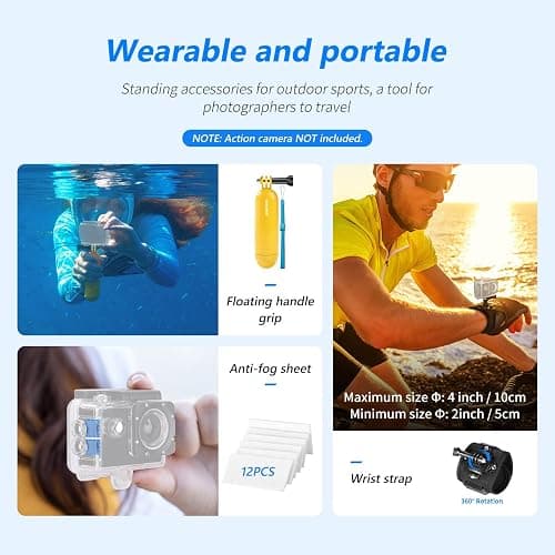 NEEWER 50 in 1 Action Camera Accessory Kit Compatible with GoPro Hero 12 11 10 9 DJI OSMO 4 3 2 Insta360 X3 X2 GO 3 SJCAM DBPOWER AKASO VicTsing APEMAN WiMiUS QUMOX Lightdow Campark Sony Sports DV thumbnail 5