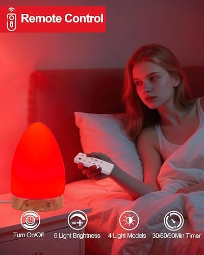 Red Light Night Light Lamp for Sleep, Red Nightlight Desk Lamp with 670nm Wavelength Multi-Color and Brightness Options Remote Control USB Charging Elegant Design thumbnail 4