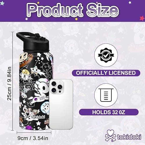 Tokidoki Unicorno 32OZ Water Bottle with straw Anime Cartoon Reusable Insulated Water Bottle Cup Tumbler with Leak Proof Flip for Outdoor Gym(space) thumbnail 2