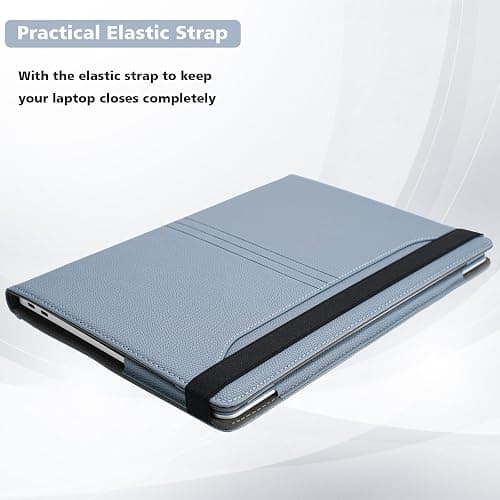 TYTX Compatible MacBook Pro Case 13 Inch, PU Leather Laptop Cover for 2016-2024 Model M2 A2338 M1 A2251 A2289 A2159 A1989 A1708 A1706, with Vents and Stand Function, GrayBlue thumbnail 6