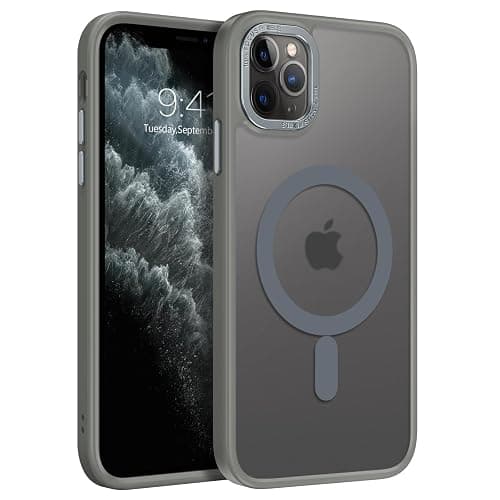 GUAGUA Strong Magnetic for iPhone 11 Pro Max Case [Compatible with MagSafe] [Military Grade Protection] Translucent Matte Back Slim Shockproof Anti-Scratch Phone Cover 6.5-Inch, Grey - Image 1