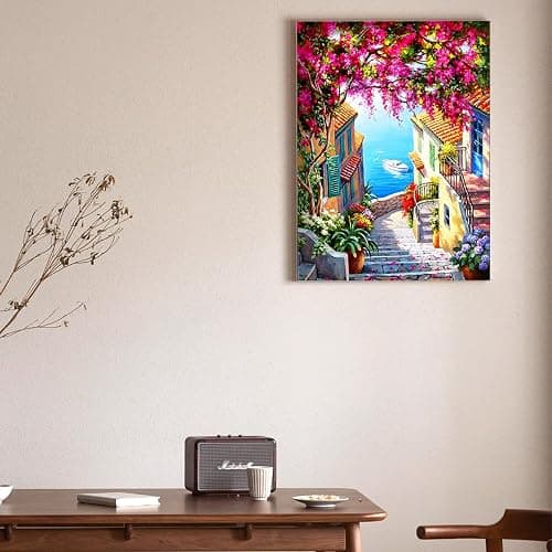 QIOUOL 5D Diamond Art Kits for Adults Beginners,Seaside Town DIY Painting with Round Full Drill Diamonds Painting Mosaic Gems Art for Home Office Wall Decor 12x16 Inch thumbnail 6