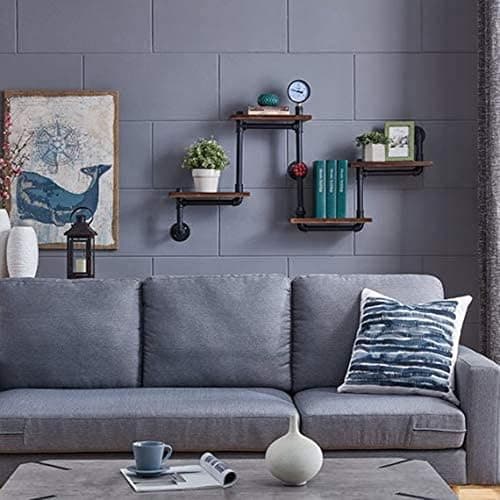 WFDERAN Industrial Rustic 4 Teir Ladder Wall Mounted Pipe Shelf,Home DIY Decor Storage Shelves,Vintage Display Shelving,Metal and Wood Bookshelf thumbnail 5