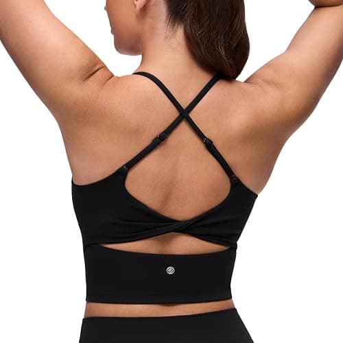 CRZ YOGA Butterluxe Twist Back Crop Tank Tops | Built in Bra, Light Support, Removable Pads, Yoga, Extremely Soft, Cut-Out Crossback, Longline Sports Bras for Women - Image 1