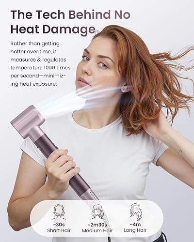 MESCOMB Dual Voltage Hair Dryer Brush - 5 in 1 Hair Styler for Travel | Drying, Curling, Straightening and Volumize with Auto-Wrap Curlers for Europe & Worldwide Use (100V–240V) Gift for Women thumbnail 4